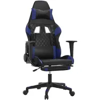 Syfax Gaming-Stuhl mit Fußstütze Schwarz und Blau Kunstleder
