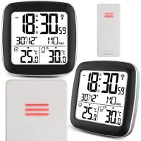 Berdsen Digitales Wetterstation mit Display Thermometer Außensensor BD-903 Silber