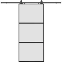 Syfax Schiebetür mit Beschlag Schwarz 90x205 cm Hartglas