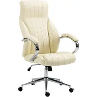 CLP Bürostuhl ergonomisch Wigan Schreibtischstuhl mit edlen Echtleder-Akzenten creme