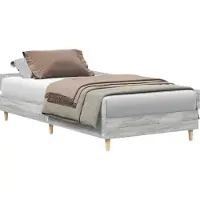 vidaXL Bettgestell ohne Matratze Grau Sonoma 75x190 cm Holzwerkstoff