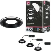 Paulmann LED-Einbauleuchte Sormus schwarz, Ø 10 cm, IP65 3er, schwarz, für Badezimmer, Kunststoff, Modern, Deckenlampe