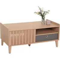 Mendler Couchtisch MCW-M48, Wohnzimmertisch Tisch Sofatisch, 52x114x59cm beige, Schublade grau