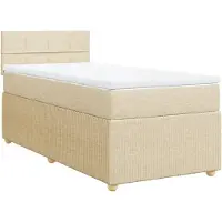 Syfax Boxspringbett mit Matratze Creme 100x200 cm Stoff