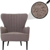 Mendler Lounge-Sessel HWC-K37, Cocktail-/Ohrensessel Polsterstuhl Retro Vintage Stoff Bouclé (600g/m²) hellgrau