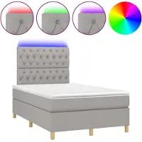 Syfax Boxspringbett mit Matratze & LED Hellgrau 120x200 cm Stoff