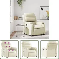 The Living Store Massagesessel Creme Kunstleder