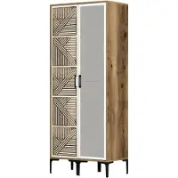 Dmora Kleiderschrank 2 Türen Mirfak, Schlafzimmermöbel, Schrank, Garderobe, 80x201h48 cm, Walnuss und Weiß