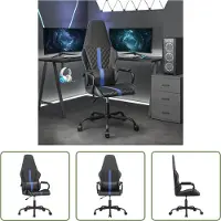 The Living Store Gaming-Stuhl mit Massagefunktion Blau und Schwarz Kunstleder