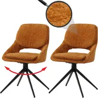 Mendler 2er-Set Esszimmerstuhl MCW-N73, Küchenstuhl, drehbar Auto-Return, Stoff/Textil Chenille (490g/m²) ocker-gelb