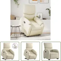 The Living Store Relaxsessel mit Aufstehhilfe Creme Kunstleder