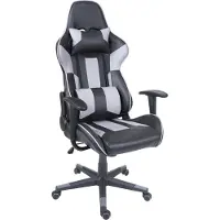 Mendler Bürostuhl MCW-F84, Schreibtischstuhl Gamingstuhl Chefsessel Drehstuhl, Kunstleder schwarz/grau