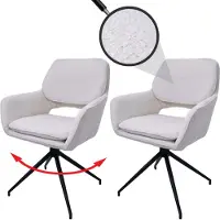 Mendler 2er-Set Esszimmerstuhl MCW-N74, Küchenstuhl, drehbar Auto-Return, Stoff Bouclé (540g/m²) creme