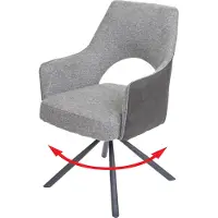 MCW Esszimmerstuhl MCW-K30, Küchenstuhl Lehnstuhl, drehbar Auto-Position, Stoff/Textil MVG grau-dunkelgrau
