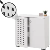 Mendler Kommode MCW-N87, Sideboard Schrank Anrichte, 3D-Flecht-Design 2 Türen 3 Staufächer Soft-Close, 82x80x37cm weiß