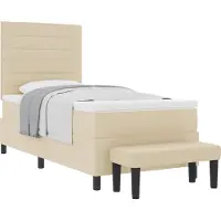 Syfax Boxspringbett mit Kissen mit Kopfteil Creme 100 x 200 cm Stoff