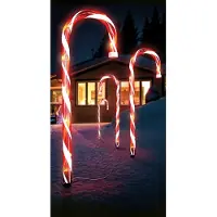 Linder Exclusiv GmbH 4er Set LED-Gartenleuchtstäbe Zuckerstange Weihnachtsbeleuchtung IP 44