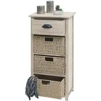 Mendler Kommode MCW-K84 mit Körben, Schrank Schubladenschrank, Holz 83x40x29cm natur, Körbe hellbraun
