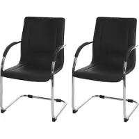 Mendler 2er-Set Esszimmerstuhl Perm, Freischwinger Küchenstuhl Lehnstuhl Stuhl, Stahl schwarz