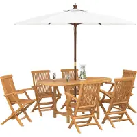 vidaXL Garten Essgruppe 7 Stk. Braun Massivholz Teak