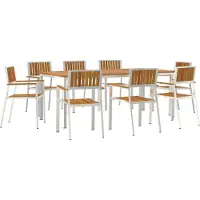 Syfax Outdoortisch-Set 9 pcs Massives Akazienholz und Edelstahl