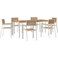 vidaXL Outdoortisch-Set 7 pcs Massives Teakholz und Edelstahl