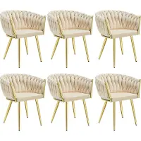 TecTake Set Esszimmerstuhl Astano gepolstert, mit Samtbezug, Knotendesign 60,5 x 55 x 75 cm