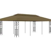 Syfax Pavillon 600 x 300 x 270 cm (L x B x H) Taupe und Schwarz