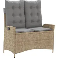 vidaXL Gartenbank Verstellbar mit Kissen Beige Poly Rattan