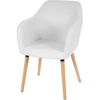 Mendler Esszimmerstuhl Vaasa T381, Stuhl Küchenstuhl, Retro 50er Jahre Design Kunstleder, weiß, helle Beine