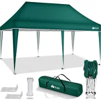Tillvex Pavillon 3x6m Grün wasserdicht | Pop-Up Faltpavillon höhenverstellbar | Gartenzelt UV Schutz 50+ | Partyzelt mit Tasche für Garten