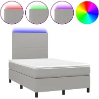 Syfax Boxspringbett mit Matratze & LED Hellgrau 120x190 cm Stoff