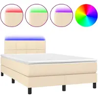 Syfax Boxspringbett mit Matratze & LED Creme 120x190 cm Stoff