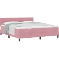 Syfax Boxspringbett mit Matratze mit Kopfteil Rosa 180 x 200 cm Samt