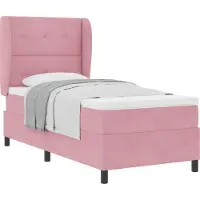 Syfax Boxspringbett mit Matratze mit Kopfteil Rosa 200 x 80 cm Samt
