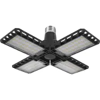 Osram Highbay Blade Deckenlampe in Schwarz, Kunststoff, mit verstellbaren Lichtflügeln, bietet 23 W bzw. 2350 lm in Neutralweiß mit 4000 K, E27 Schraubgewinde, 231 mm Durchmesser, IP20