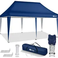 Tillvex Pavillon 3x6m Blau wasserdicht | Pop-Up Faltpavillon höhenverstellbar | Gartenzelt UV Schutz 50+ | Partyzelt mit Tasche für Garten