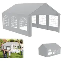XMTECH Partyzelt Pavillon 4x6 m wasserdicht UV-Schutz 50+ mit herausnehmbaren Seitenteilen, Gartenpavillon Hochzeitszelt 24m² mit PE-Plane, stabil & wetterfest – Grau