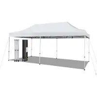 Costway 3x6m Faltpavillon, Pavillon mit Rädern, UV-Schutz 50+, wasserdicht, stabiles Partyzelt, Pop Up Gartenpavillon für Festivals, Party, Garten, Weiß