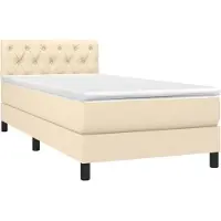 Syfax Boxspringbett mit Matratze Creme 80x200 cm Stoff