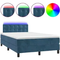 Syfax Boxspringbett mit Matratze & LED Dunkelblau 120x200 cm Samt