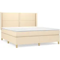 Syfax Boxspringbett mit Matratze Creme 180x200 cm Stoff