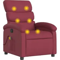 Sonstiges dkd-home-decor Massagesessel Weinrot Stoff 70 x 92 x 99,5 cm (B x T x H) mit 6-Punkt-Vibrationsmassage und manueller Liegefunktion
