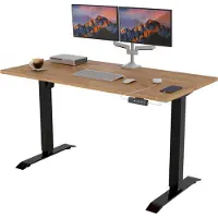 Pokar Höhenverstellbarer Schreibtisch Höhenverstellbar Elektrisch Bürotisch mit Tischplatte, Größe:160x80, Farbe:Golden Eichen Craft