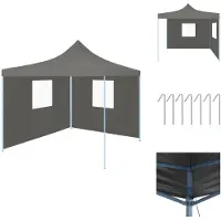 vidaXL Faltzelt Partyzelt Pop-Up mit 2 Seitenwänden 3 x 3 m Anthrazit - Pavillons & Partyzelte