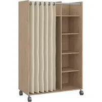 Dmora Großer Kleiderschrank Claudine, Schlafzimmermöbel, Schrank, Garderobe, 100x48 h160 cm, Eiche und Beige