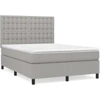 Syfax Boxspringbett mit Matratze Hellgrau 140x200 cm Stoff