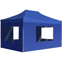 Syfax Profi-Partyzelt Faltbar mit Wänden Aluminium 4,5x3 m Blau