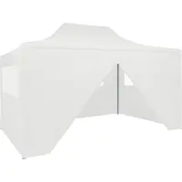 Syfax Profi-Partyzelt Faltbar mit 4 Seitenwänden 280x410x315 cm Stahl Weiß