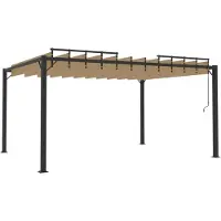 Syfax Pergola mit Lamellendach 3x4 m Taupe Stoff und Aluminium